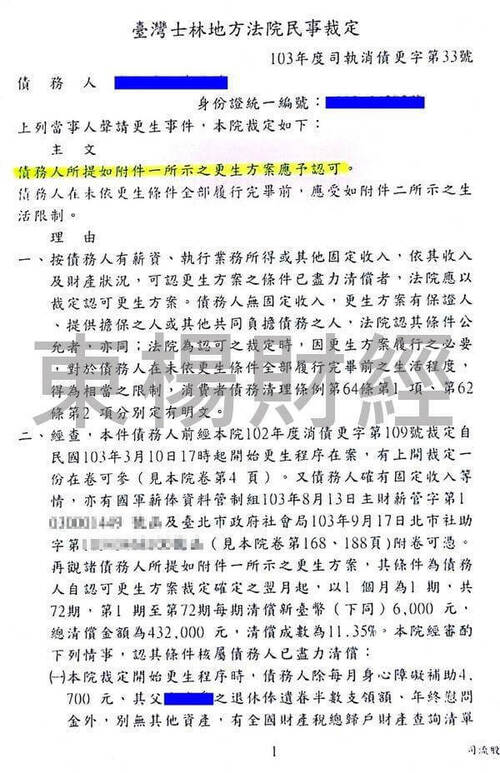 負債整合 更生成功案例-E小姐